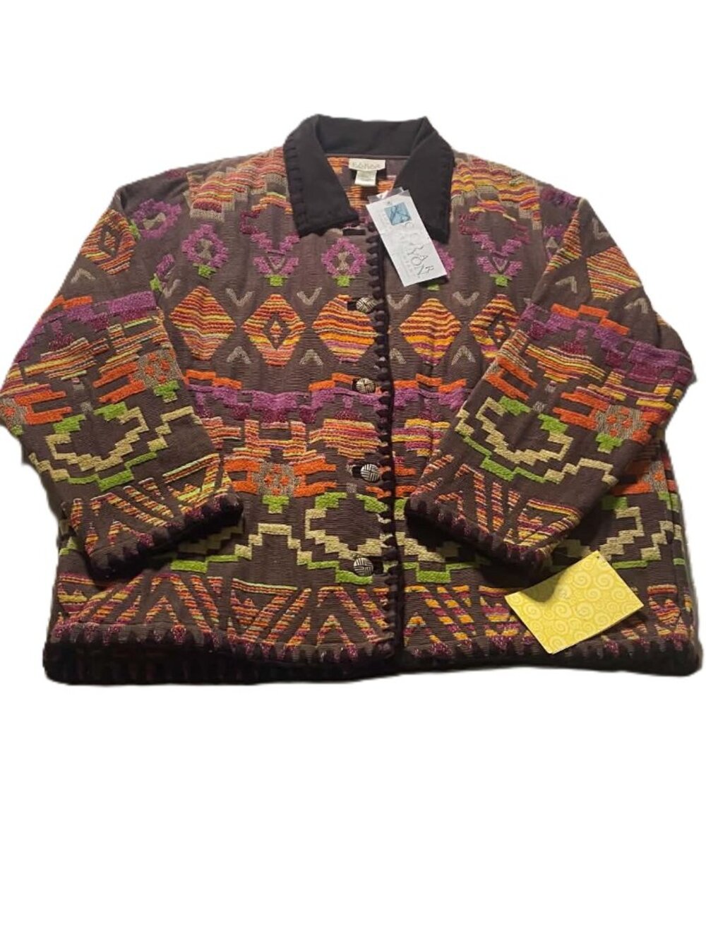Cedar Canyon 2X Southwestern Aztec Tapestry Jacket NWT QVC 100% Cotton